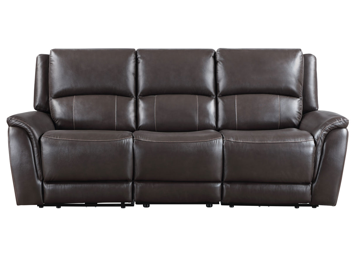 Alexandria Chocolate 3-Piece Top-Grain Leather Power Reclining Living Room Set from Steve Silver - Luna Furniture