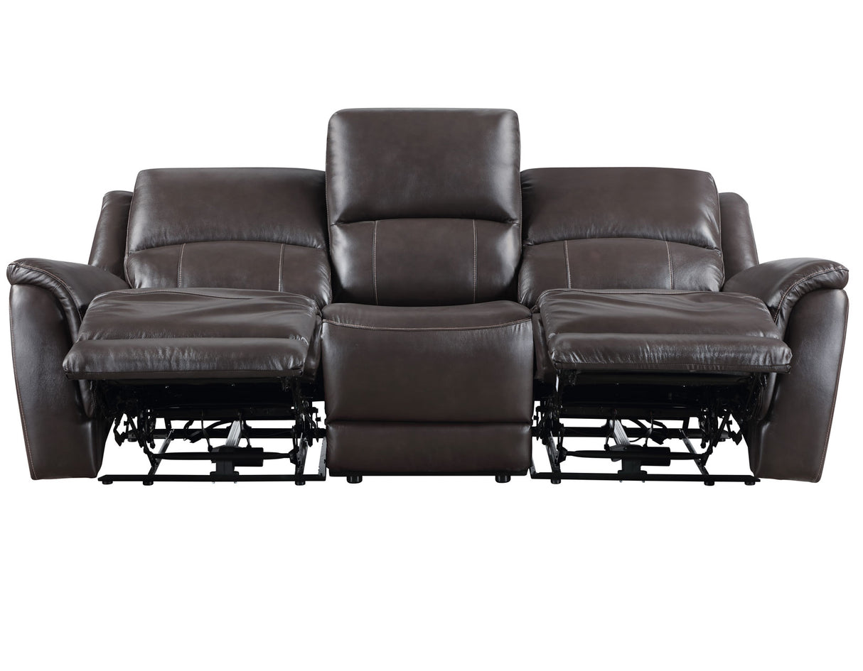 Alexandria Chocolate 3-Piece Top-Grain Leather Power Reclining Living Room Set from Steve Silver - Luna Furniture