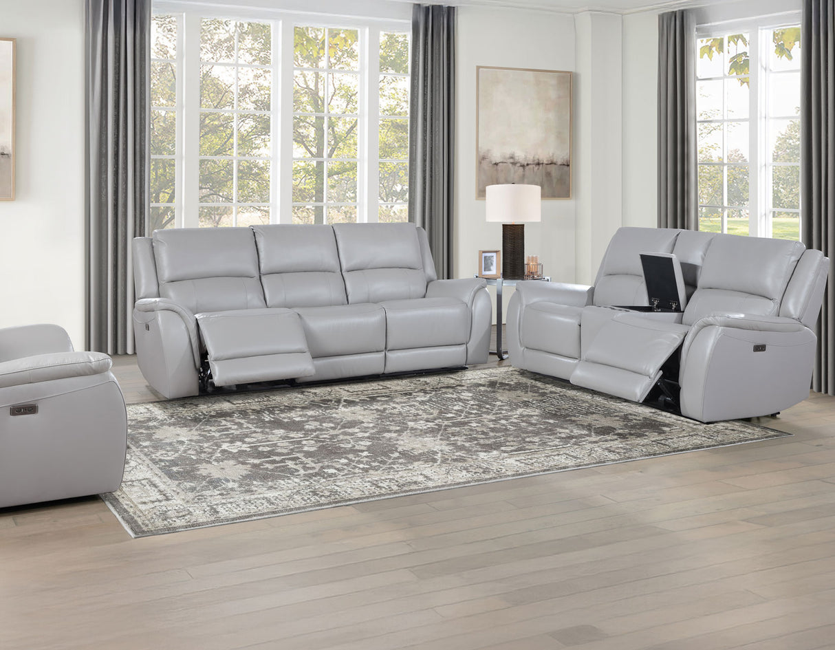 Alexandria Stone 3-Piece Top-Grain Leather Power Reclining Living Room Set from Steve Silver - Luna Furniture