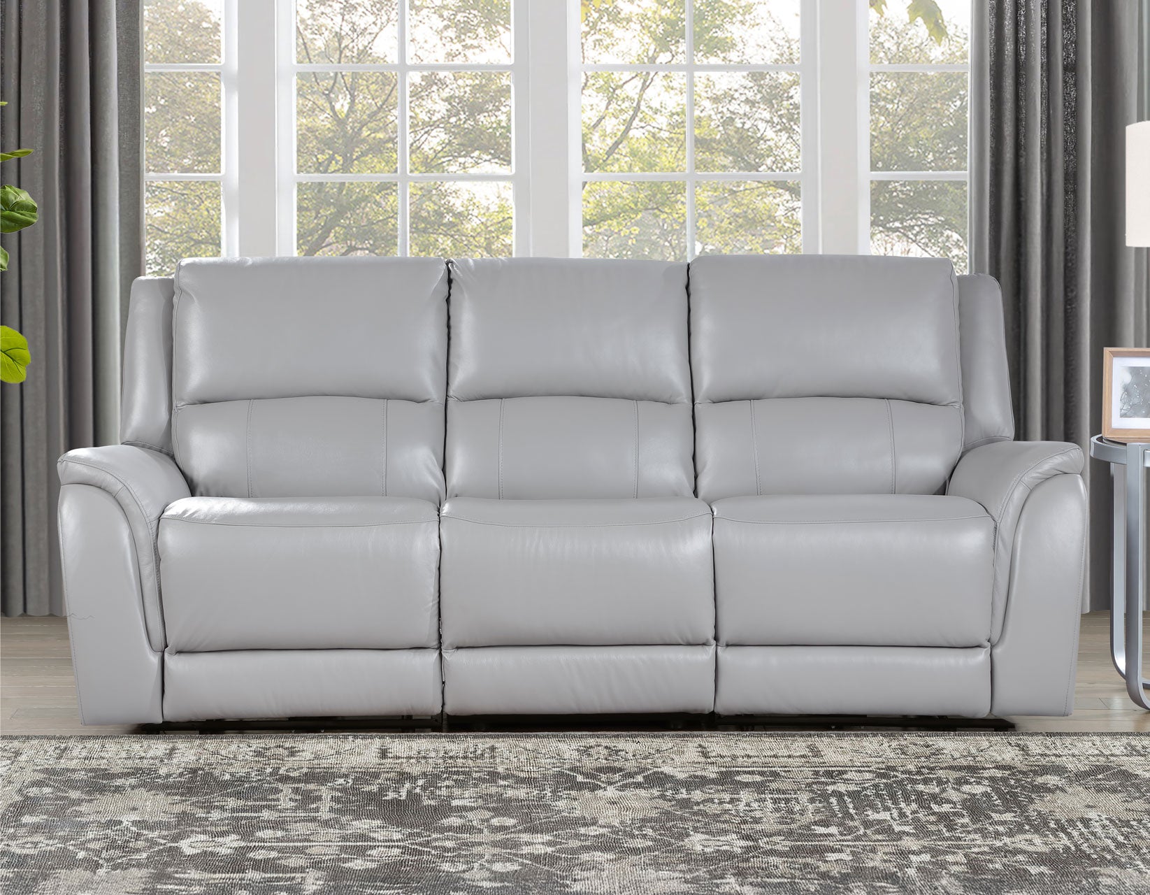 Alexandria Stone 3-Piece Top-Grain Leather Power Reclining Living Room Set from Steve Silver - Luna Furniture