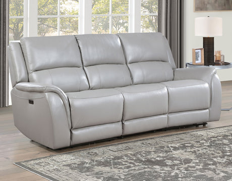 Alexandria Stone 3-Piece Top-Grain Leather Power Reclining Living Room Set from Steve Silver - Luna Furniture