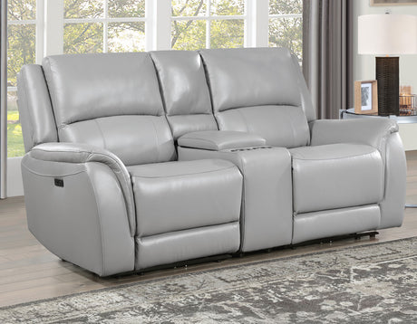 Alexandria Stone 3-Piece Top-Grain Leather Power Reclining Living Room Set from Steve Silver - Luna Furniture