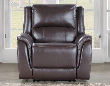 Alexandria Chocolate Top-Grain Leather Power Recliner from Steve Silver - Luna Furniture