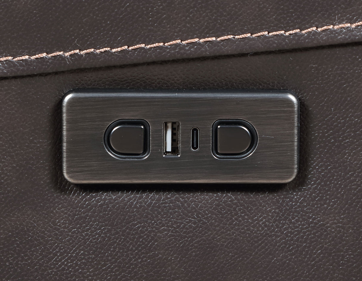 Alexandria Chocolate Top-Grain Leather Power Recliner from Steve Silver - Luna Furniture