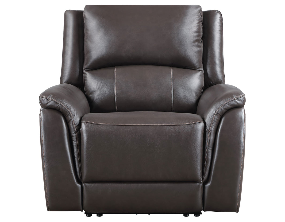 Alexandria Chocolate Top-Grain Leather Power Recliner from Steve Silver - Luna Furniture