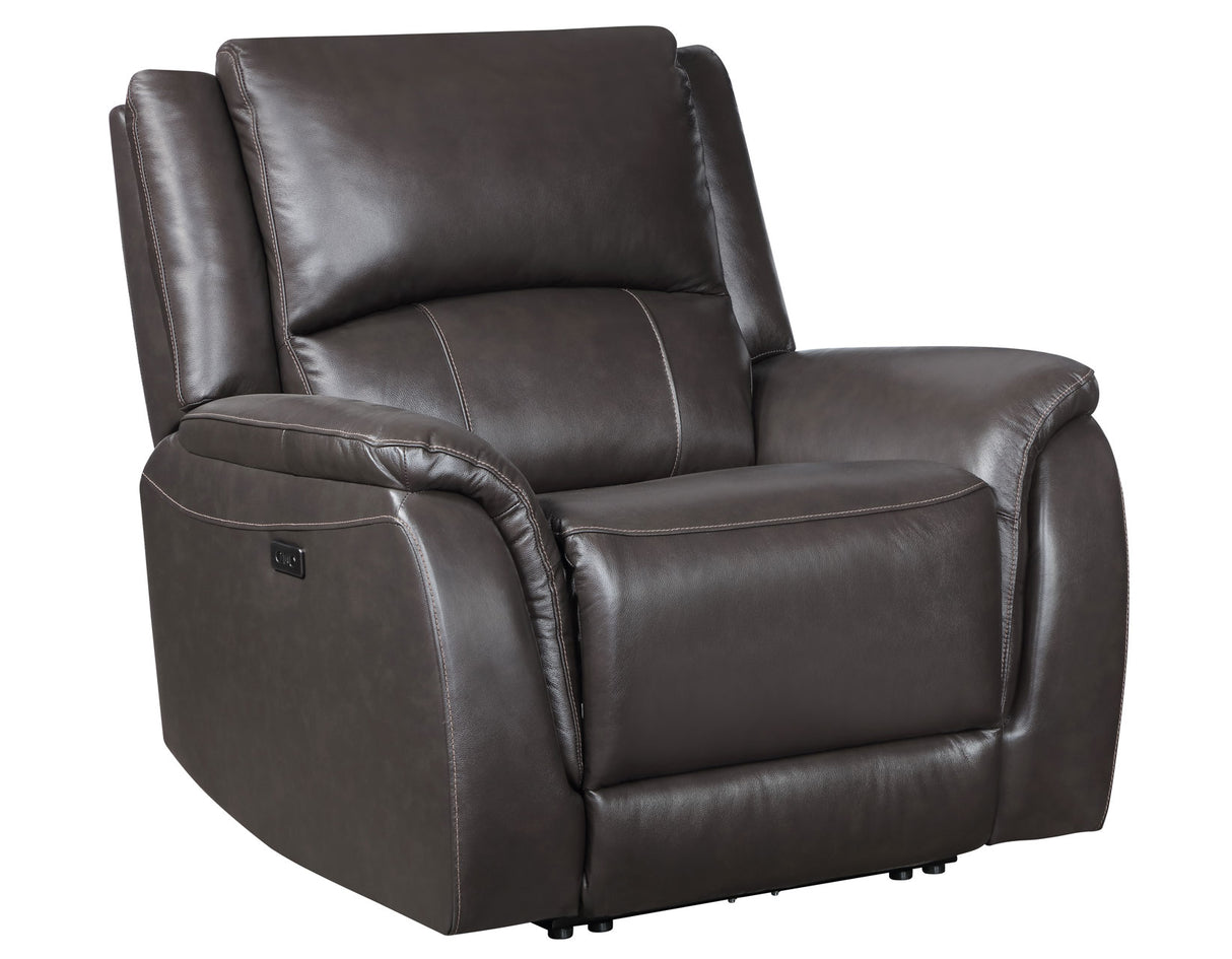 Alexandria Chocolate Top-Grain Leather Power Recliner from Steve Silver - Luna Furniture