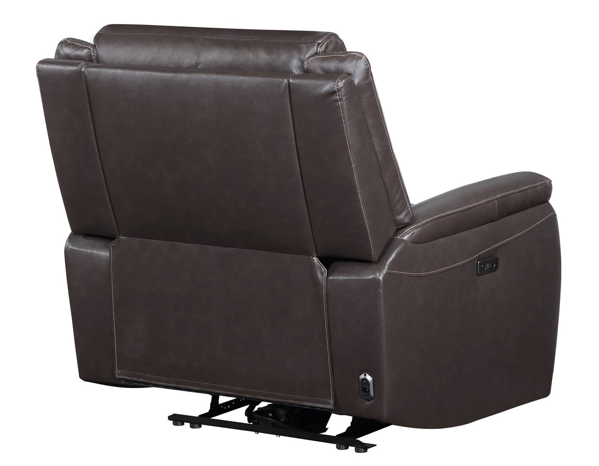 Alexandria Chocolate Top-Grain Leather Power Recliner from Steve Silver - Luna Furniture