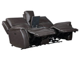 Alexandria Chocolate Top-Grain Leather Power Reclining Console Loveseat from Steve Silver - Luna Furniture