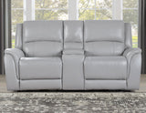 Alexandria Stone Top-Grain Leather Power Reclining Console Loveseat from Steve Silver - Luna Furniture