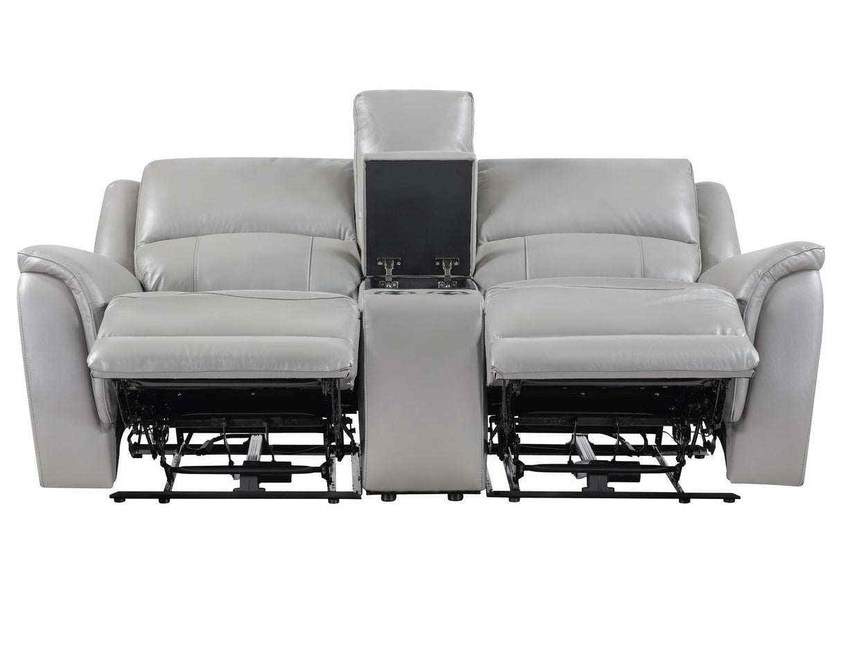 Alexandria Stone Top-Grain Leather Power Reclining Console Loveseat from Steve Silver - Luna Furniture