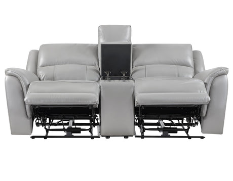 Alexandria Stone Top-Grain Leather Power Reclining Console Loveseat from Steve Silver - Luna Furniture