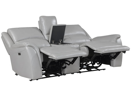 Alexandria Stone Top-Grain Leather Power Reclining Console Loveseat from Steve Silver - Luna Furniture