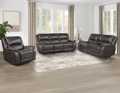 Alexandria Power Leather Reclining Sofa, Chocolate from Steve Silver - Luna Furniture