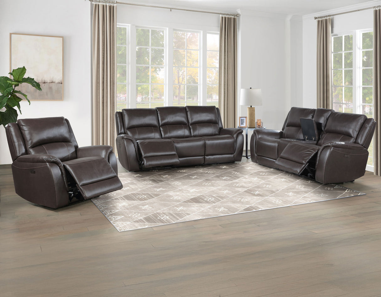Alexandria Power Leather Reclining Sofa, Chocolate from Steve Silver - Luna Furniture