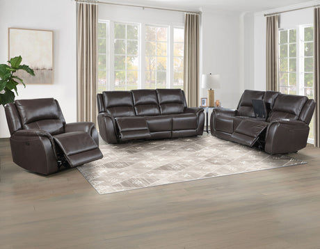 Alexandria Power Leather Reclining Sofa, Chocolate from Steve Silver - Luna Furniture