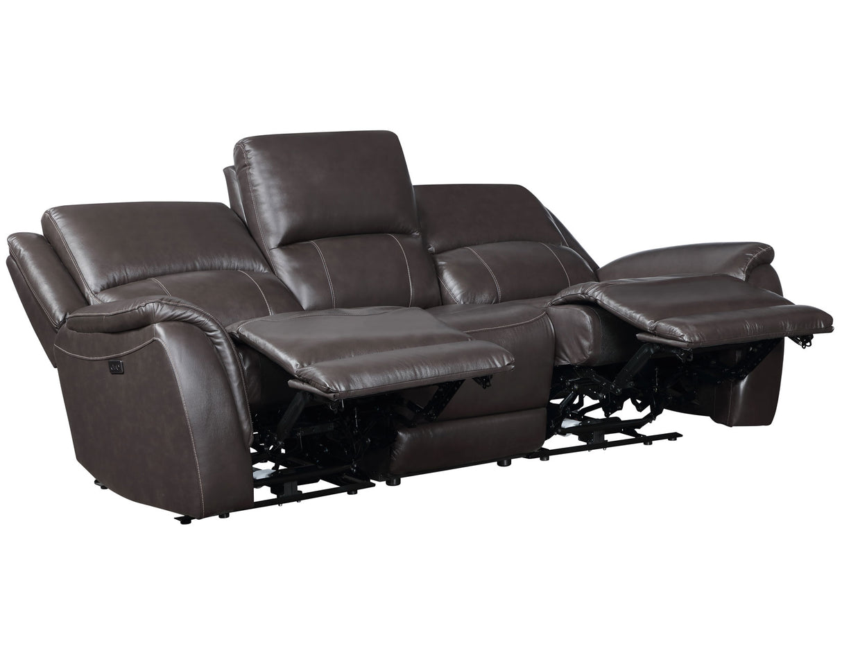 Alexandria Power Leather Reclining Sofa, Chocolate from Steve Silver - Luna Furniture