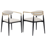 Alexis Beige Upholstered Dining Arm Chair, Set of 2 from Coaster - Luna Furniture
