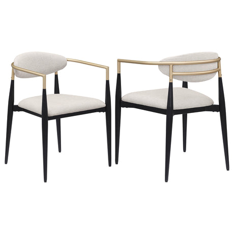 Alexis Beige Upholstered Dining Arm Chair, Set of 2 from Coaster - Luna Furniture