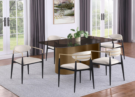 Alexis Beige Upholstered Dining Arm Chair, Set of 2 from Coaster - Luna Furniture