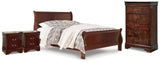 Alisdair Reddish Brown Queen Sleigh Bed, Chest and 2 Nightstands from Ashley - Luna Furniture