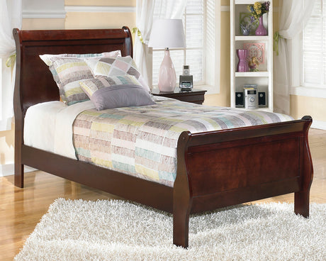 Alisdair Twin Sleigh Bed with Mattress in Reddish Brown from Ashley - Luna Furniture