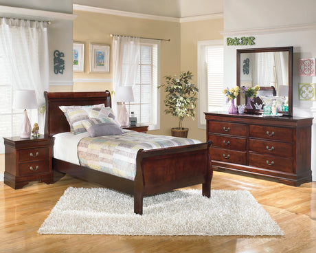 Alisdair Twin Sleigh Bed with Mattress in Reddish Brown from Ashley - Luna Furniture