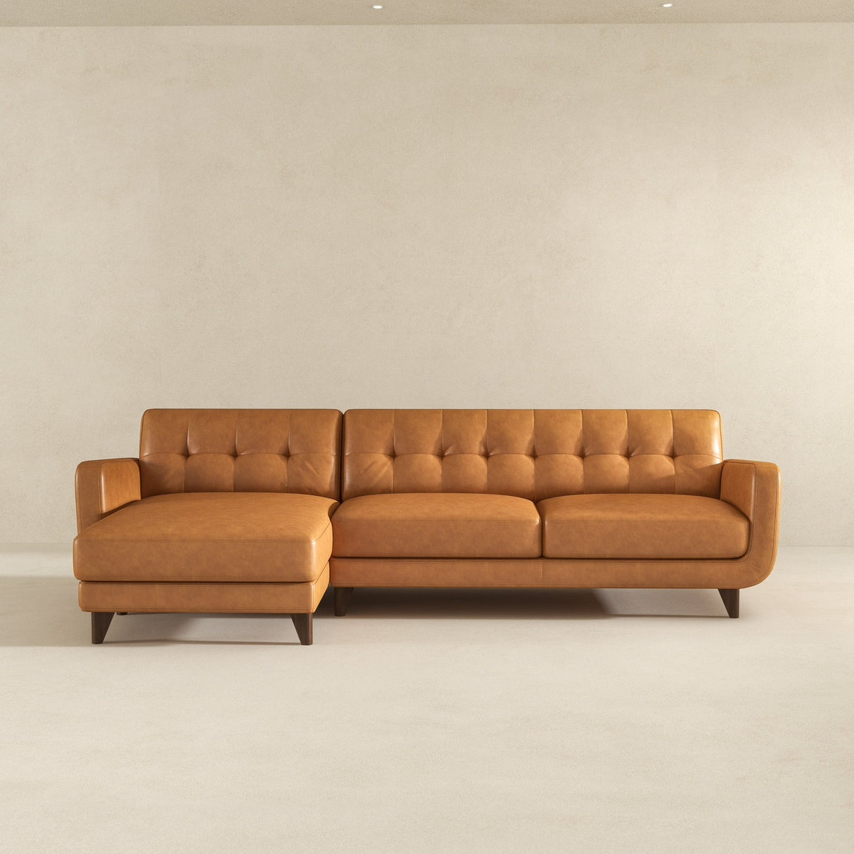 Allison Tan Leather Left-Facing Sectional Sofa from Midinmod - Luna Furniture