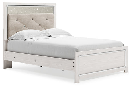 Altyra White Full Panel Bed with Mirrored Dresser and Chest from Ashley - Luna Furniture