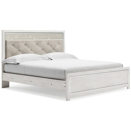 Altyra White King Panel Bed with Mirrored Dresser and Chest from Ashley - Luna Furniture