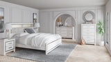 Altyra White King Panel Bookcase Bed with Mirrored Dresser and Chest from Ashley Furniture - Luna Furniture