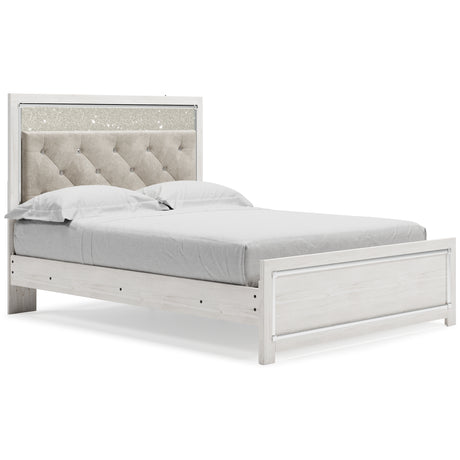 Altyra Queen Panel Bed with Mirrored Dresser and Chest in White from Ashley - Luna Furniture
