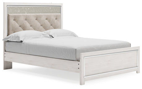 Altyra Queen Panel Bed with Mirrored Dresser, Chest and Nightstand in White from Ashley - Luna Furniture