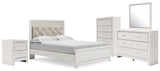 Altyra Queen Panel Bed with Mirrored Dresser, Chest and Nightstand in White from Ashley - Luna Furniture