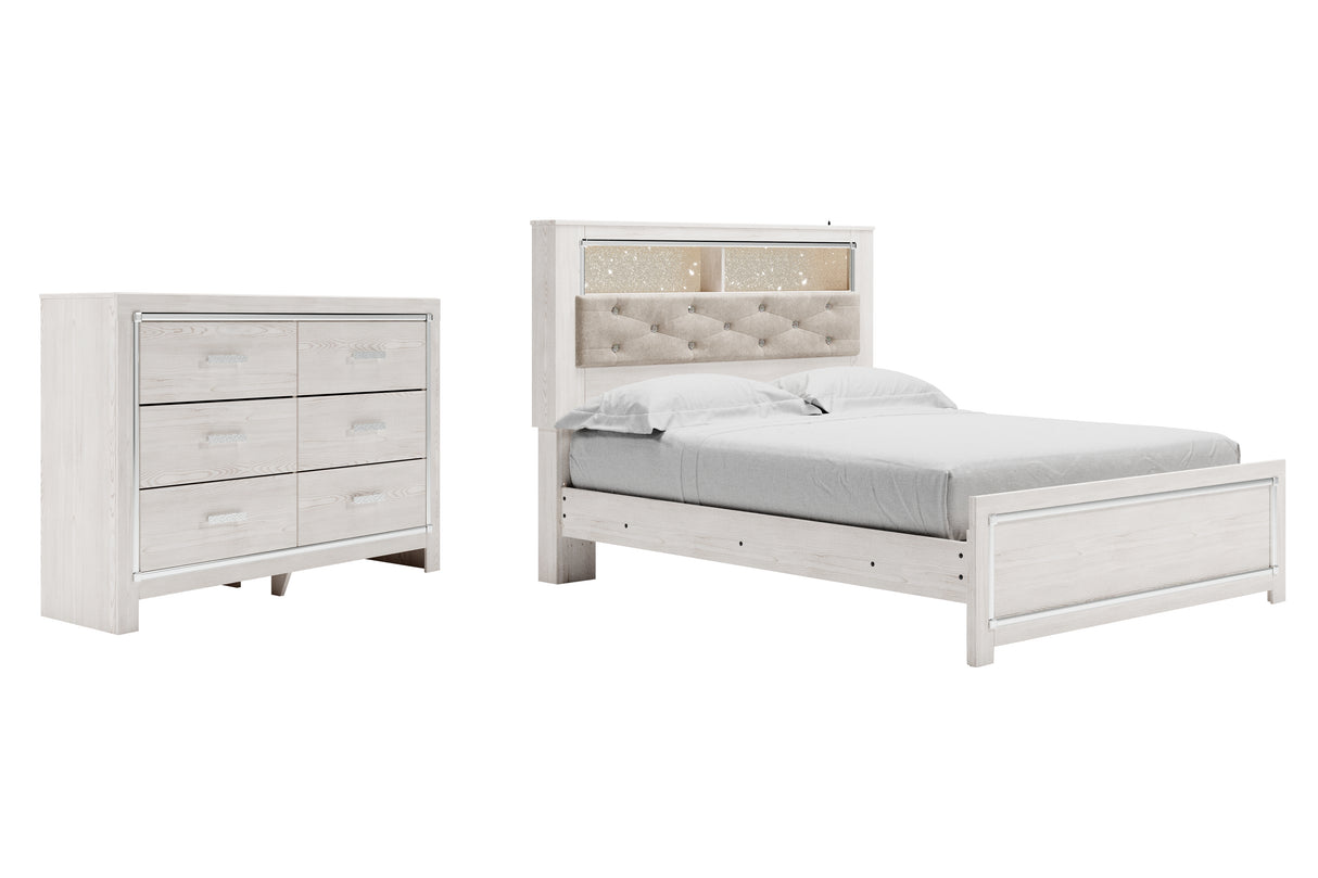Altyra Queen Panel Bookcase Bed with Dresser in White from Ashley - Luna Furniture