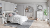 Altyra Queen Panel Headboard Bed with Mirrored Dresser and 2 Nightstands in White from Ashley - Luna Furniture