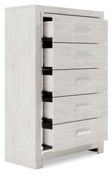 Altyra Queen Upholstered Storage Bed with Mirrored Dresser and Chest in White from Ashley - Luna Furniture