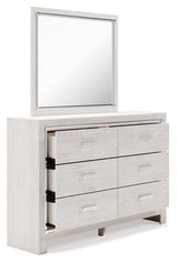 Altyra Queen Upholstered Storage Bed with Mirrored Dresser and Chest in White from Ashley - Luna Furniture