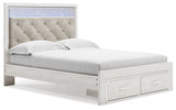 Altyra Queen Upholstered Storage Bed with Mirrored Dresser and Chest in White from Ashley - Luna Furniture