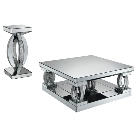 Amalia Silver 2-Piece Mirrored Coffee and End Table Set from Coaster - Luna Furniture