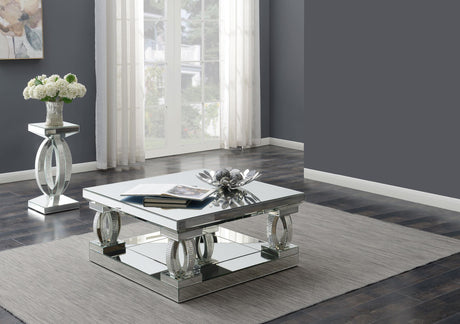 Amalia Silver 2-Piece Mirrored Coffee and End Table Set from Coaster - Luna Furniture