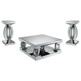Amalia Silver 3-Piece Mirrored Coffee and End Table Set from Coaster - Luna Furniture