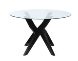 Amalie Black 48 inch Round Glass Top Dining Table from Steve Silver - Luna Furniture