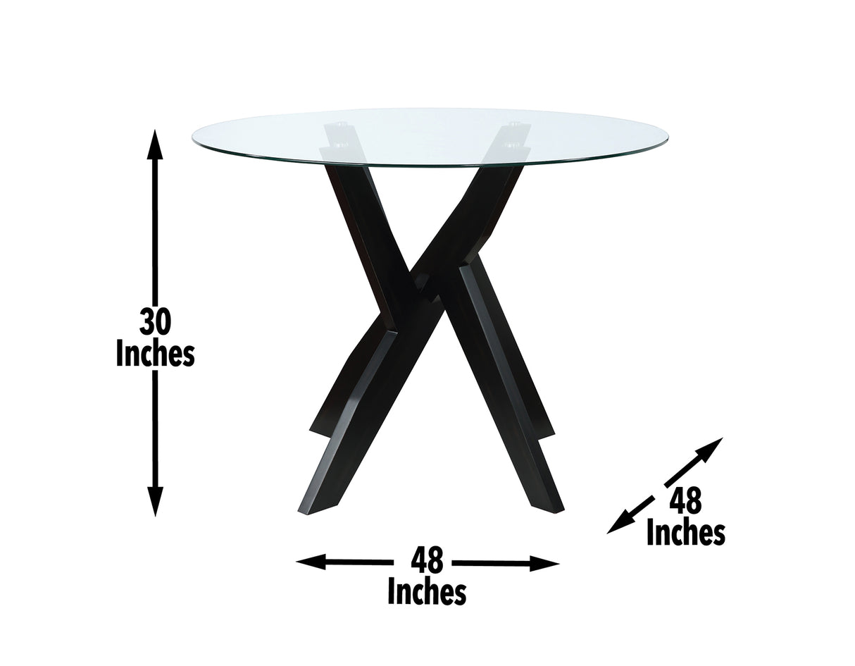 Amalie Black 48 inch Round Glass Top Dining Table from Steve Silver - Luna Furniture
