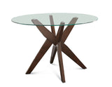 Amalie Walnut 48 inch Round Glass Top Dining Table from Steve Silver - Luna Furniture