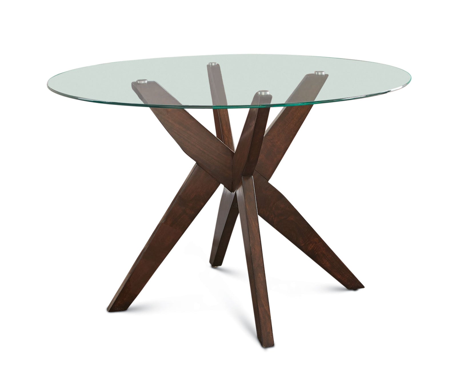 Amalie Walnut 48 inch Round Glass Top Dining Table from Steve Silver - Luna Furniture