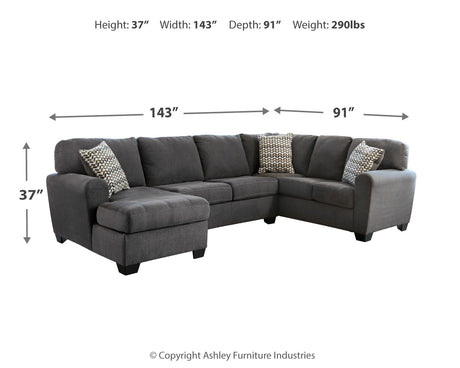 Ambee Slate 3-Piece Sectional with Ottoman from Ashley - Luna Furniture