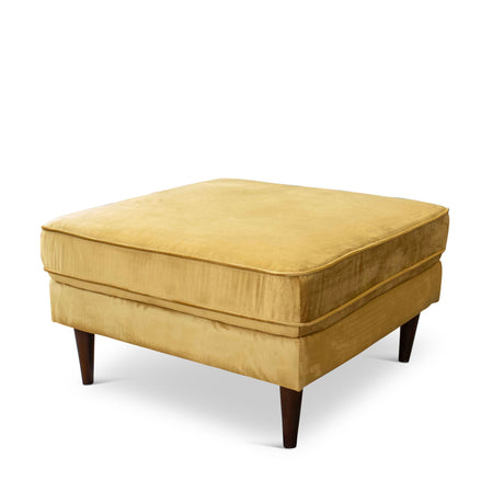 Amber Yellow Velvet Upholstered Square Ottoman from Ashcroft Furniture - Luna Furniture