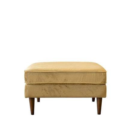 Amber Yellow Velvet Upholstered Square Ottoman from Ashcroft Furniture - Luna Furniture