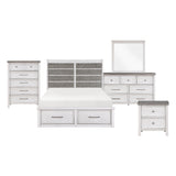 Ambrose Antique White/Gray 5-Piece Bedroom Set (Queen Bed, Nightstand, Dresser, Mirror, Chest) from Homelegance - Luna Furniture