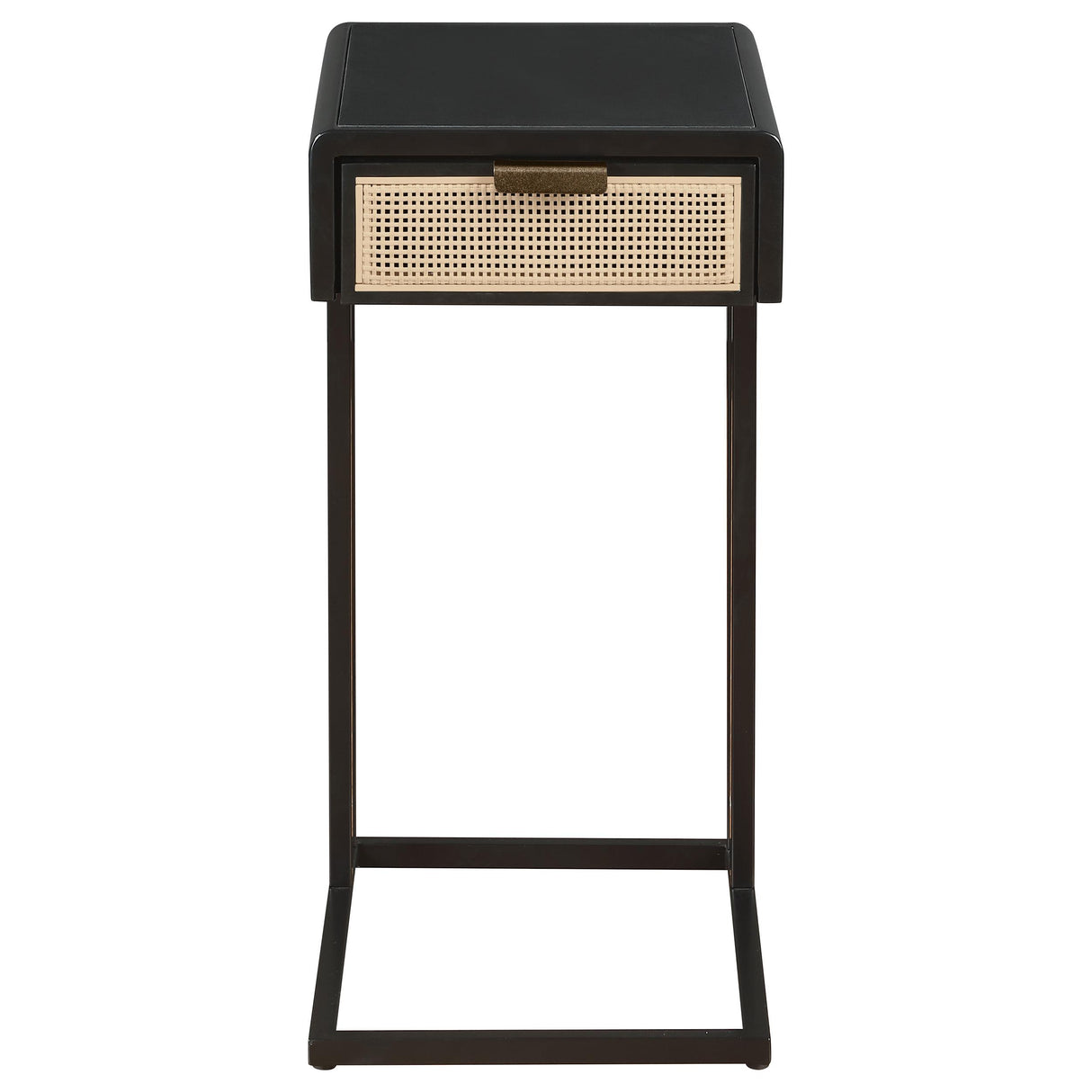 Amherst Black 1-Drawer Radio Weave Cane Metal Side Table from Coaster - Luna Furniture